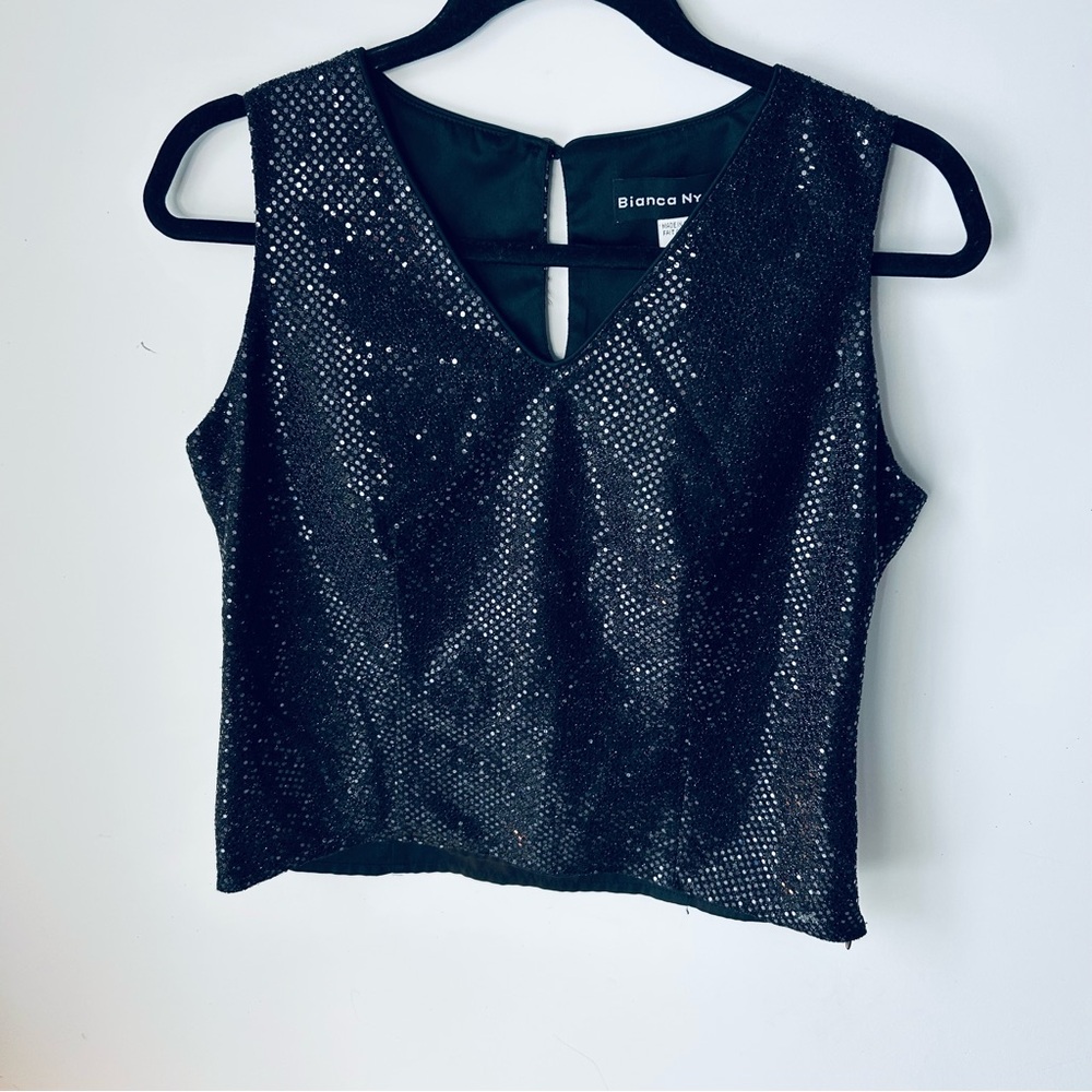Bianca Nygard Black Sequin Crop Top made in 🇨🇦